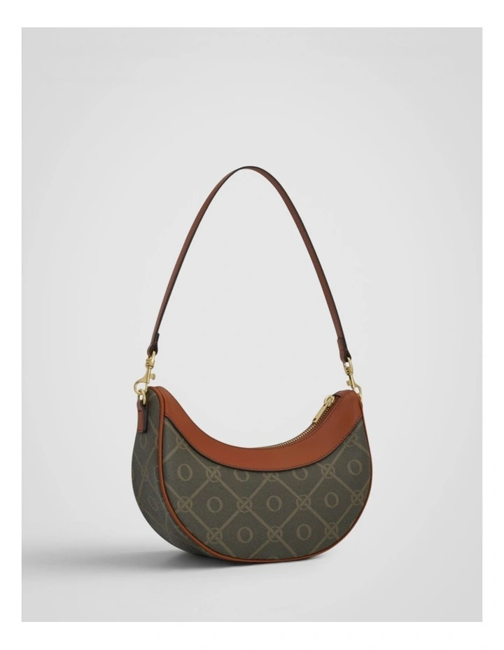 Harvey Signature Crescent Shoulder Bag in Black and Cognac image 2