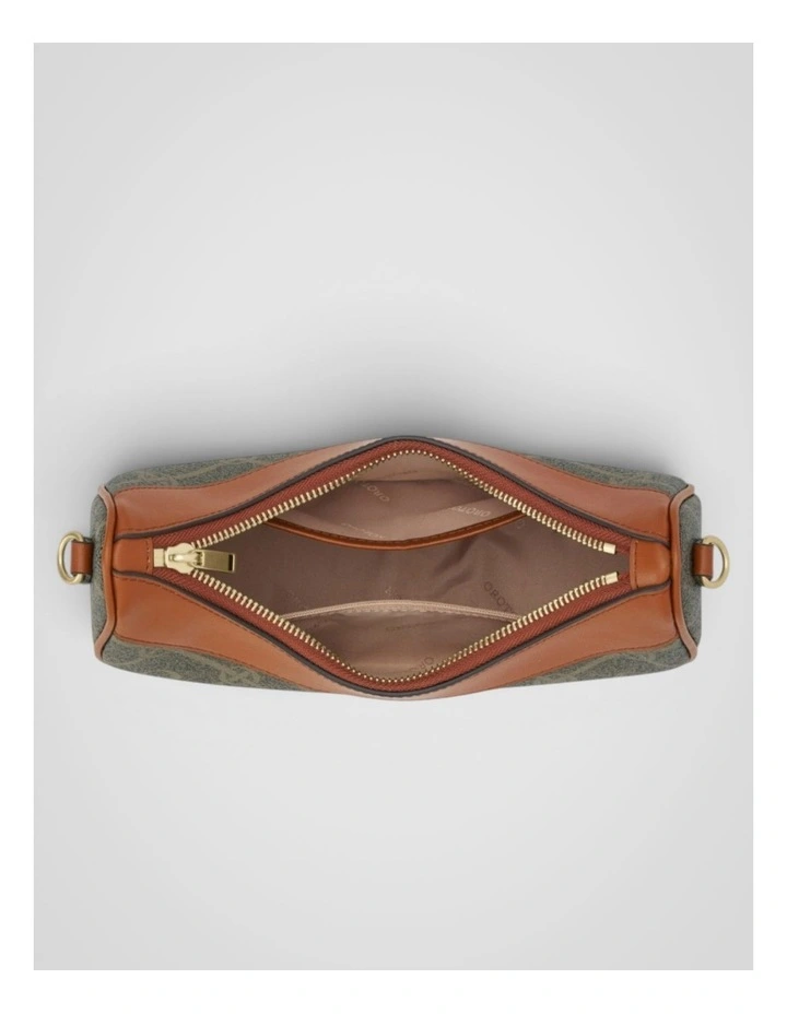 Harvey Signature Crescent Shoulder Bag in Black and Cognac image 3