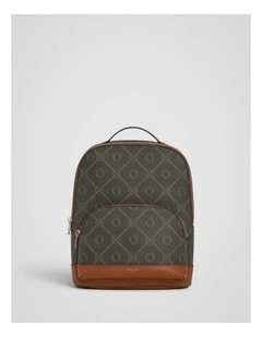 Harvey Signature Small Backpack in Black and Cognac