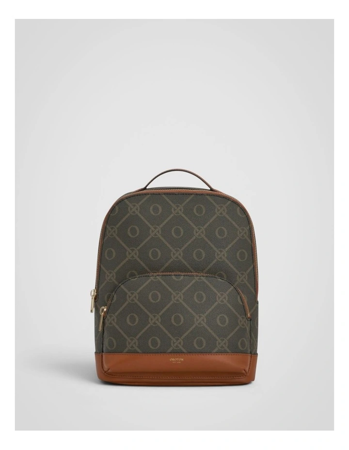 Harvey Signature Small Backpack in Black and Cognac image 1
