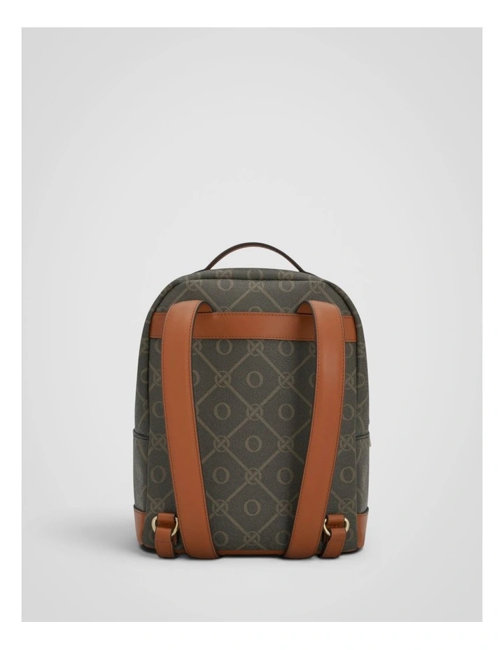 Harvey Signature Small Backpack in Black and Cognac image 2