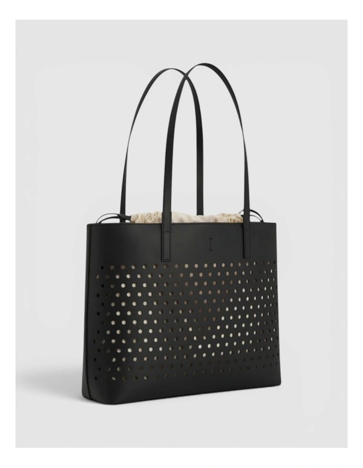Polly Perforated Medium Tote in Black image 2