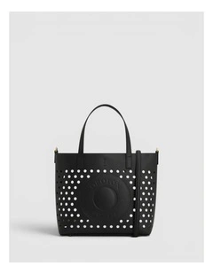 Polly Perforated Small Tote in Black