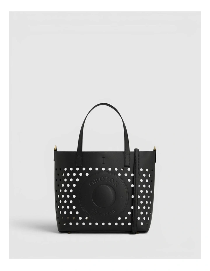 Polly Perforated Small Tote in Black image 1