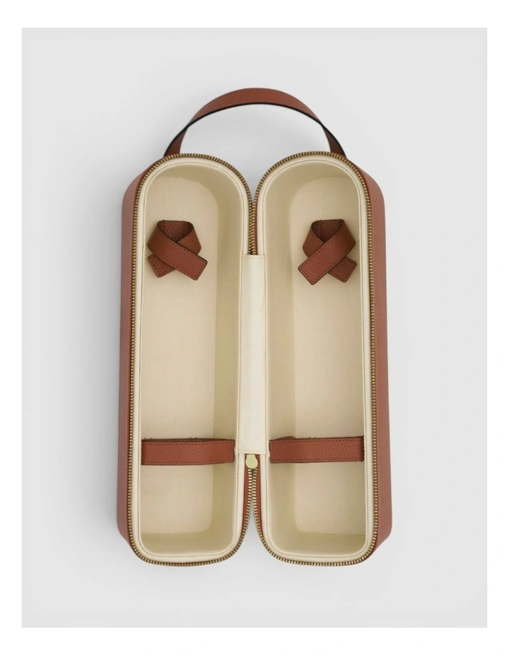 Billie Double Leather Wine Holder in Brandy image 3
