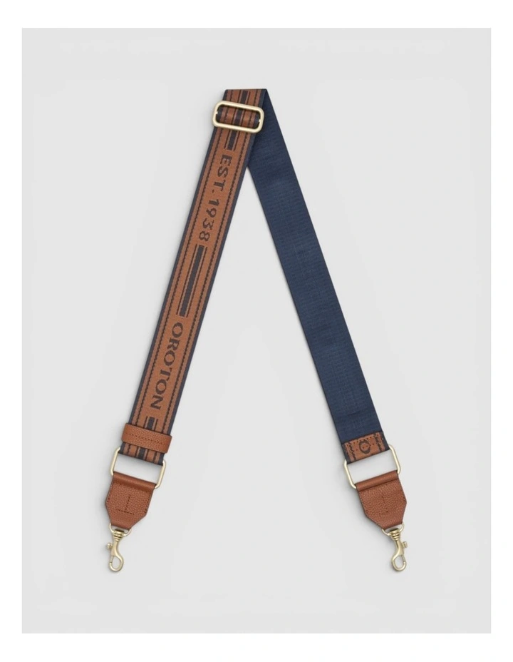 Heather Long Light Gold Webbing Strap in Dark Navy/Cognac image 2