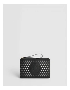 Polly Perforated Medium Pouch in Black