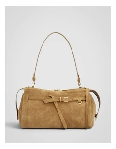 Cleo Suede Shoulder Bag in Tobacco