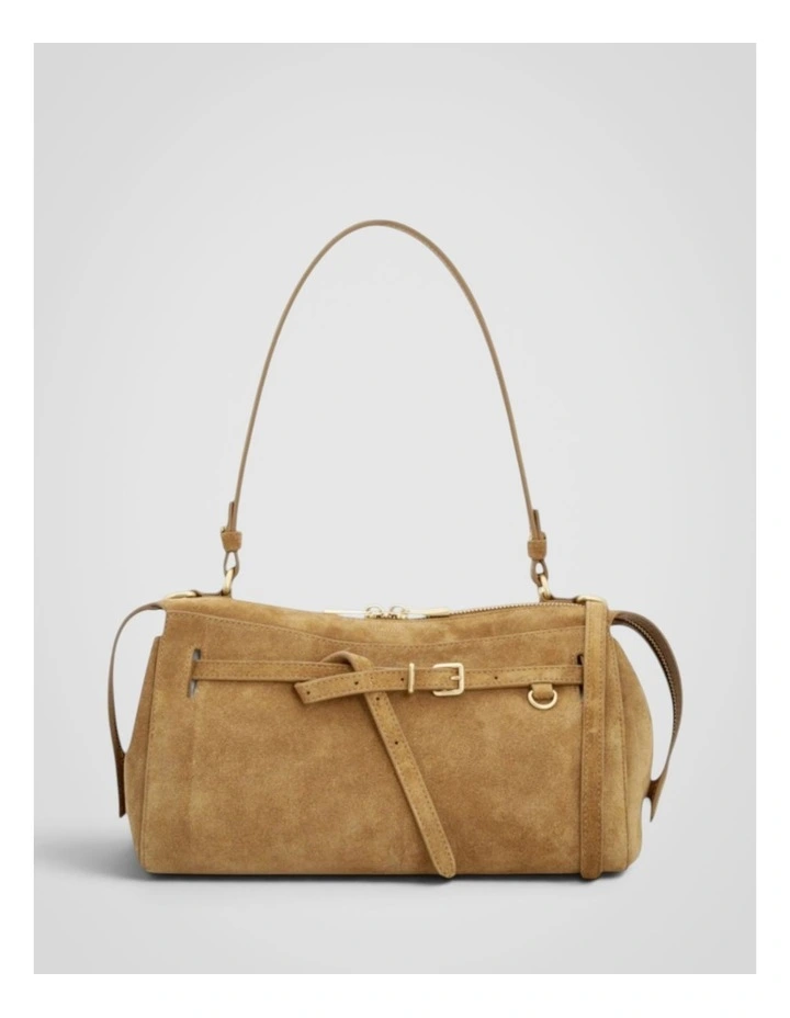 Cleo Suede Shoulder Bag in Tobacco image 1