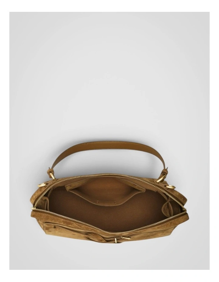 Cleo Suede Shoulder Bag in Tobacco image 3