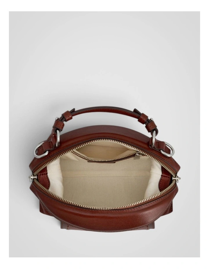 Mica Burnished Leather Mini Bowler in Dark Chestnut image 3