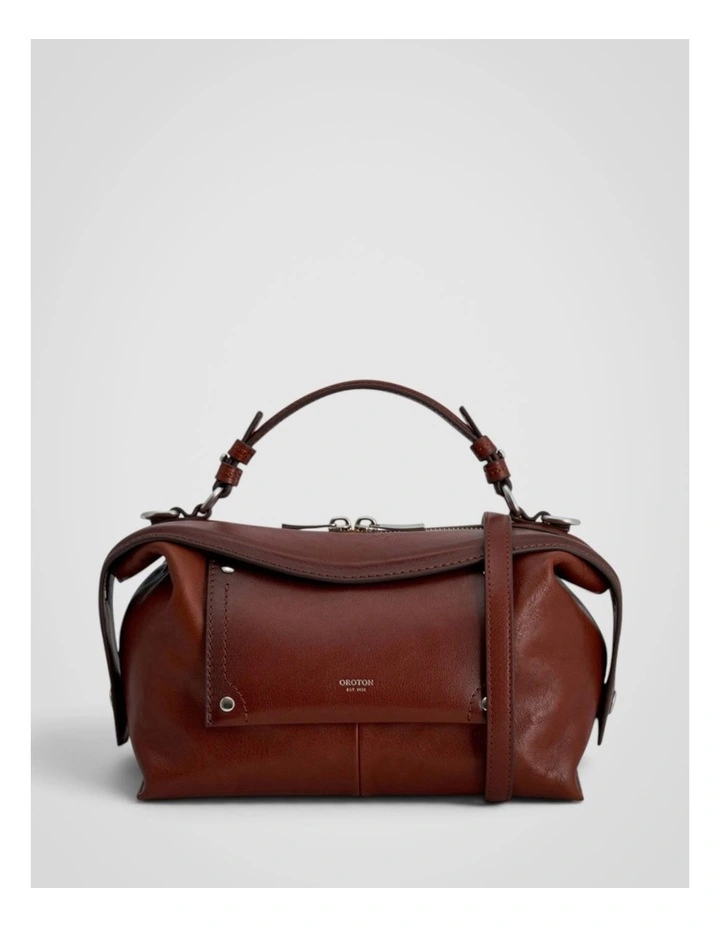 Mica Burnished Leather Bowler in Dark Chestnut image 1