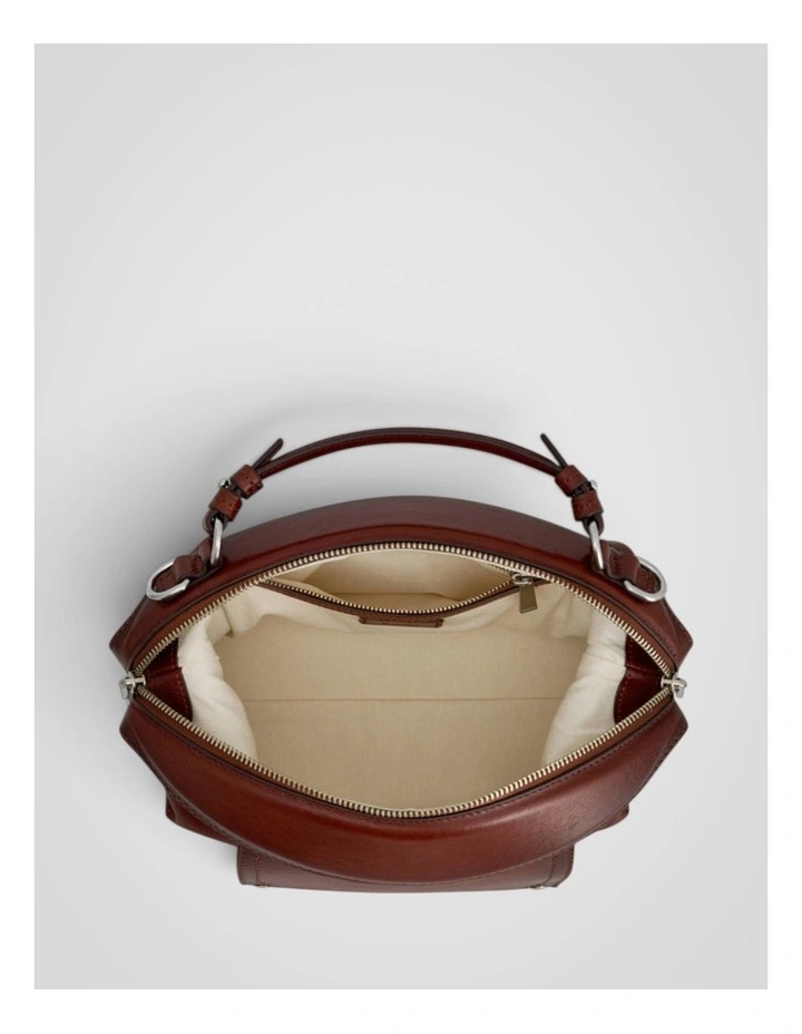 Mica Burnished Leather Bowler in Dark Chestnut image 3
