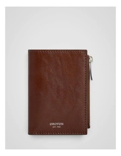 Cecile Vegetable Leather 10 Credit Card Mini Zip Wallet in Dark Chestnut