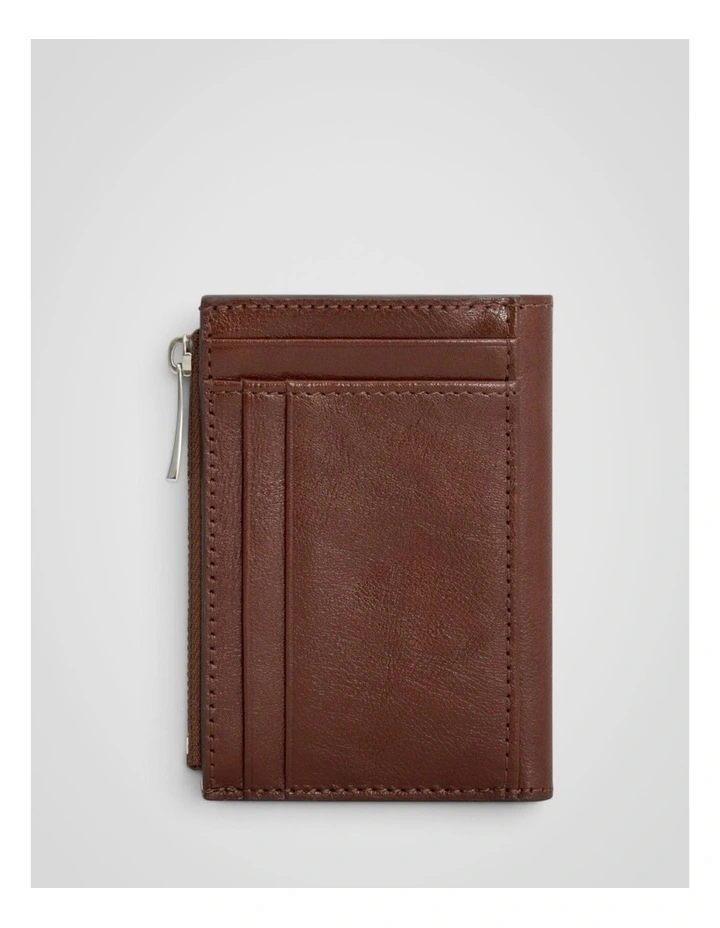 Cecile Vegetable Leather 10 Credit Card Mini Zip Wallet in Dark Chestnut image 2
