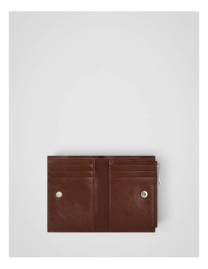Cecile Vegetable Leather 10 Credit Card Mini Zip Wallet in Dark Chestnut image 3