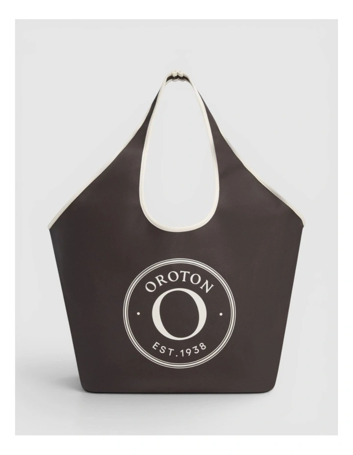 Kaia Crescent Shopper Tote in Coffee Bean/Cream image 1