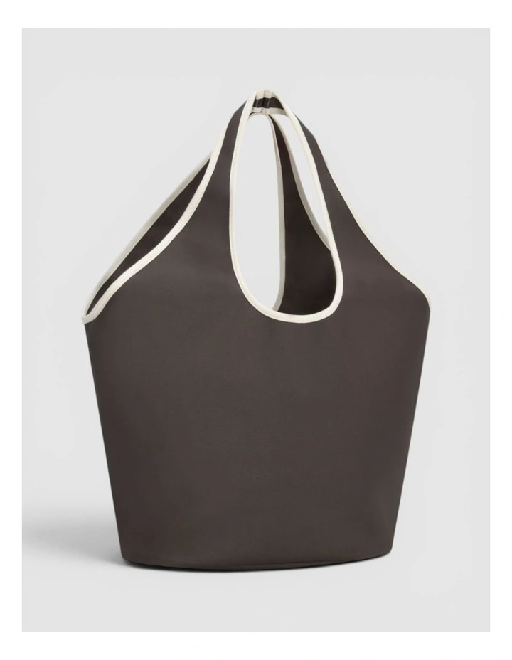 Kaia Crescent Shopper Tote in Coffee Bean/Cream image 2