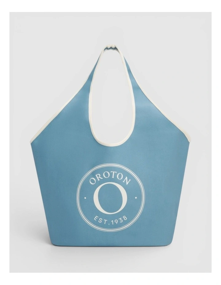Kaia Crescent Shopper Tote in Sky Blue/Cream image 1
