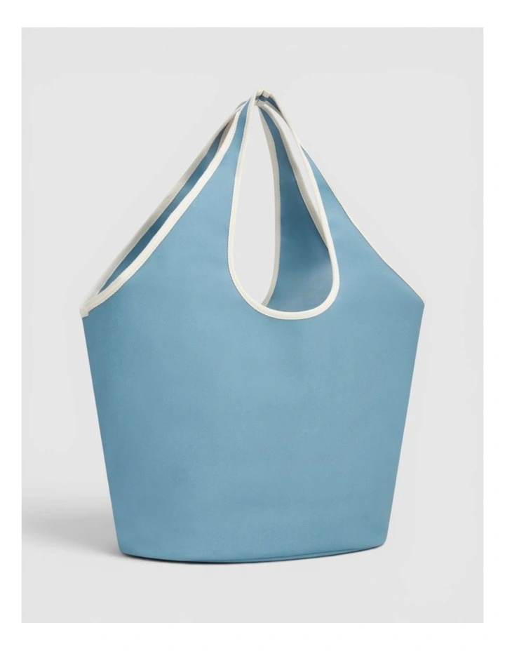 Kaia Crescent Shopper Tote in Sky Blue/Cream image 2