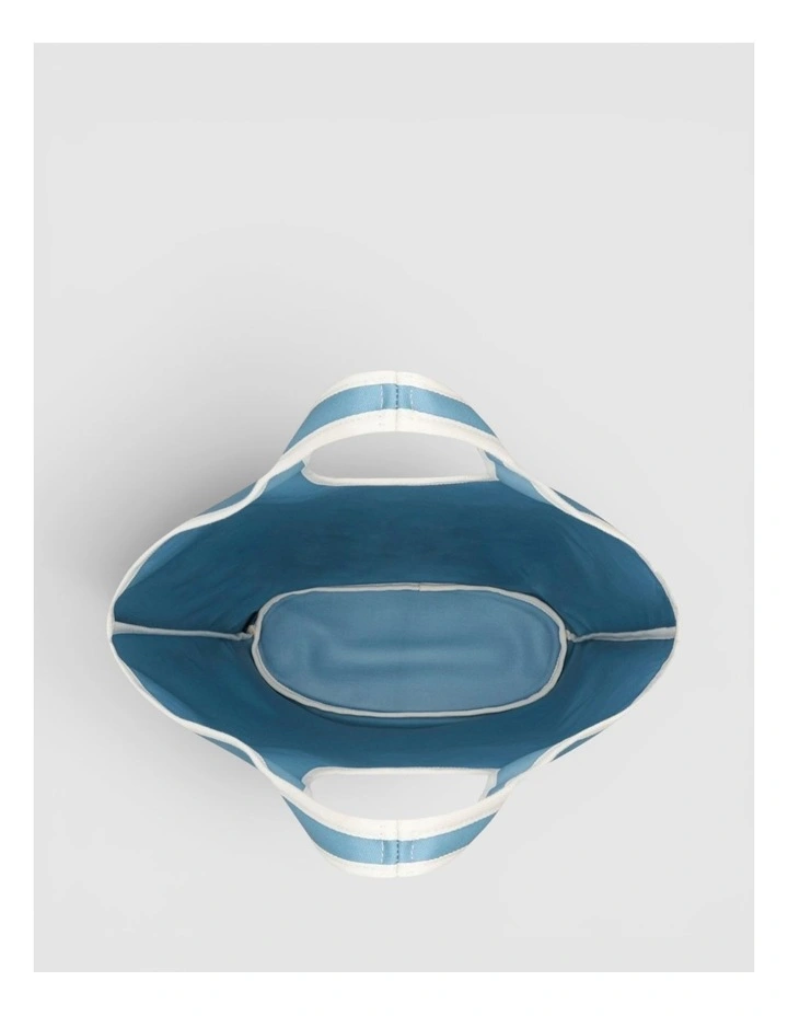 Kaia Crescent Shopper Tote in Sky Blue/Cream image 3