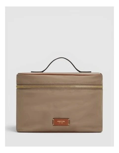 Lilly Nylon Top Handle Beauty Case in Mushroom/Cognac