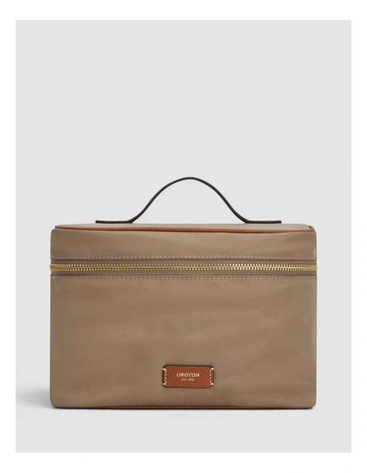 Lilly Nylon Top Handle Beauty Case in Mushroom/Cognac image 1