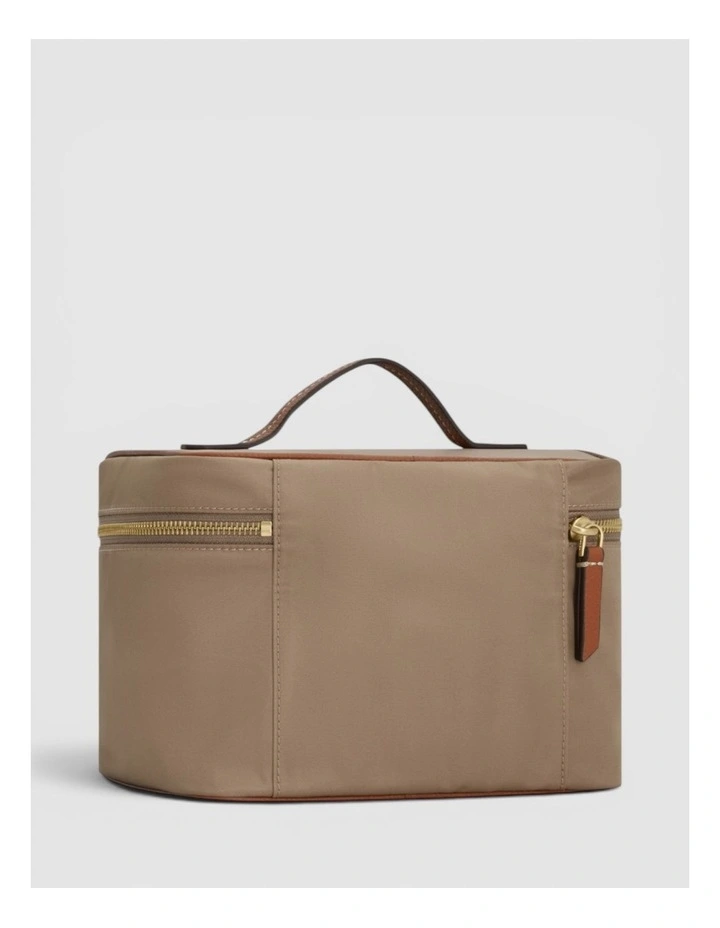 Lilly Nylon Top Handle Beauty Case in Mushroom/Cognac image 2