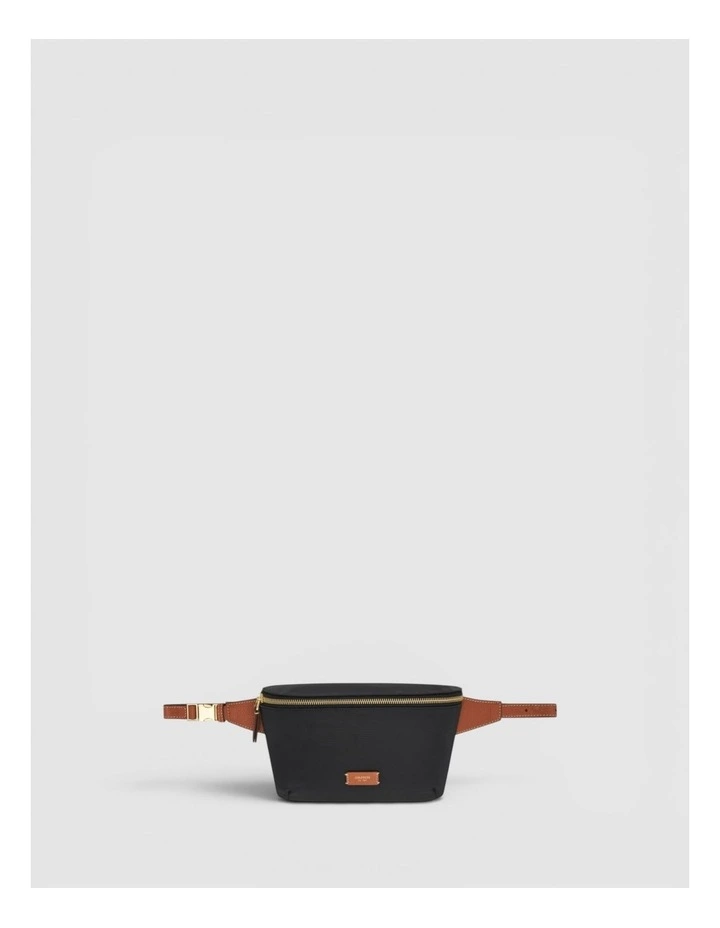 Lilly Nylon Belt Bag in BLACK/COGNAC image 1