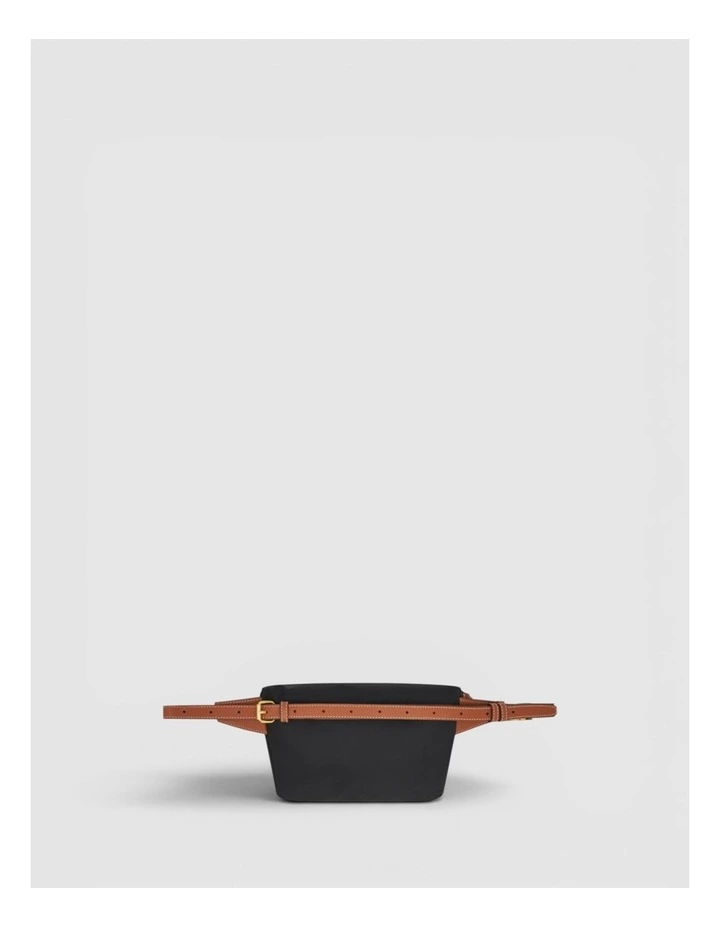 Lilly Nylon Belt Bag in BLACK/COGNAC image 2