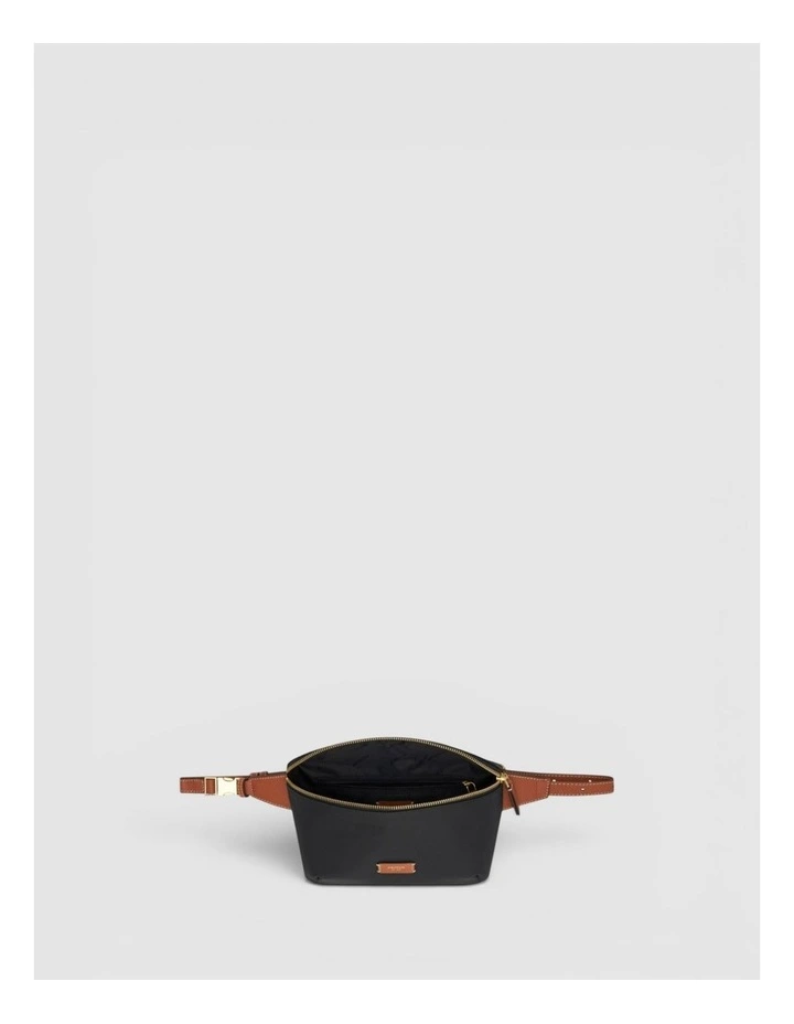 Lilly Nylon Belt Bag in BLACK/COGNAC image 3
