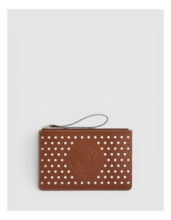 Polly Perforated Medium Pouch in Cognac