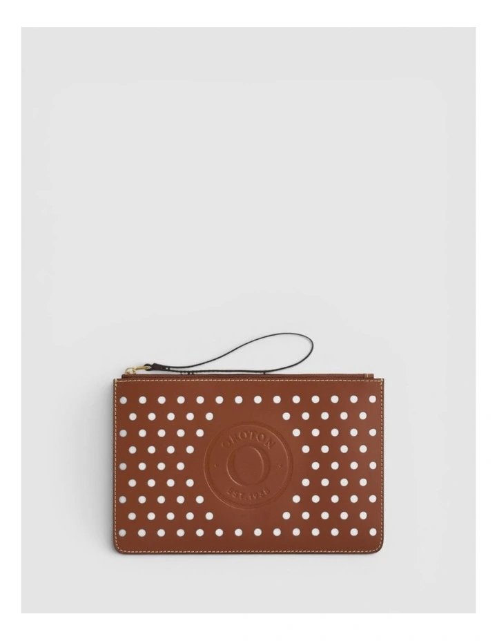 Polly Perforated Medium Pouch in Cognac image 1