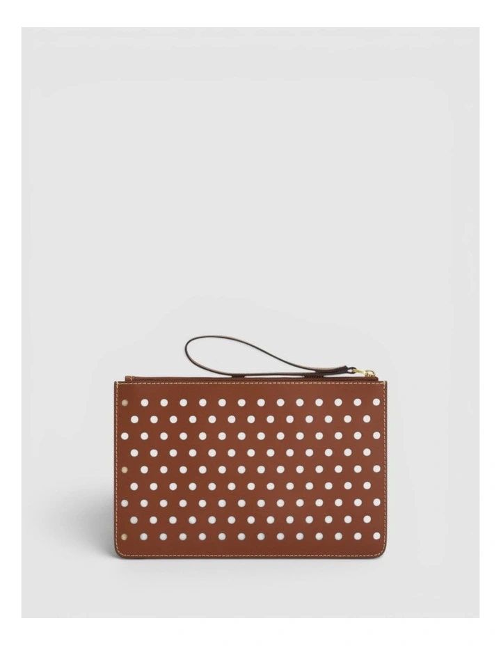 Polly Perforated Medium Pouch in Cognac image 2
