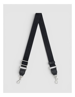 Oroton Heather Narrow Silver Webbing Strap in Black/Black