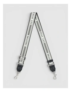 Heather Narrow Silver Webbing Strap in Black/Natural