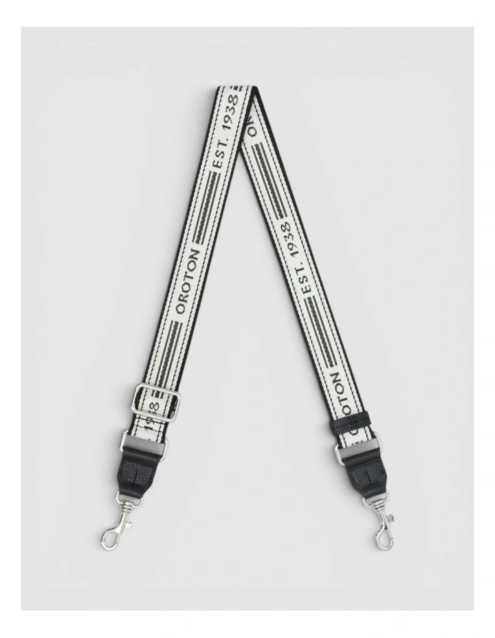 Heather Narrow Silver Webbing Strap in Black/Natural image 1