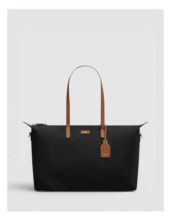 Lilly Nylon Weekender Tote in Black/Cognac image 1