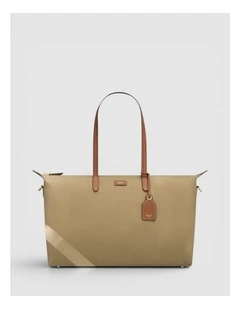 Lilly Nylon Weekender Tote in Mushroom/Cognac