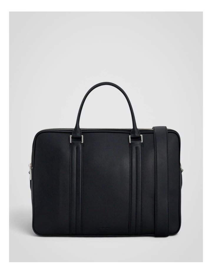 Nicholas Smooth Double Zip Briefcase in Black image 1