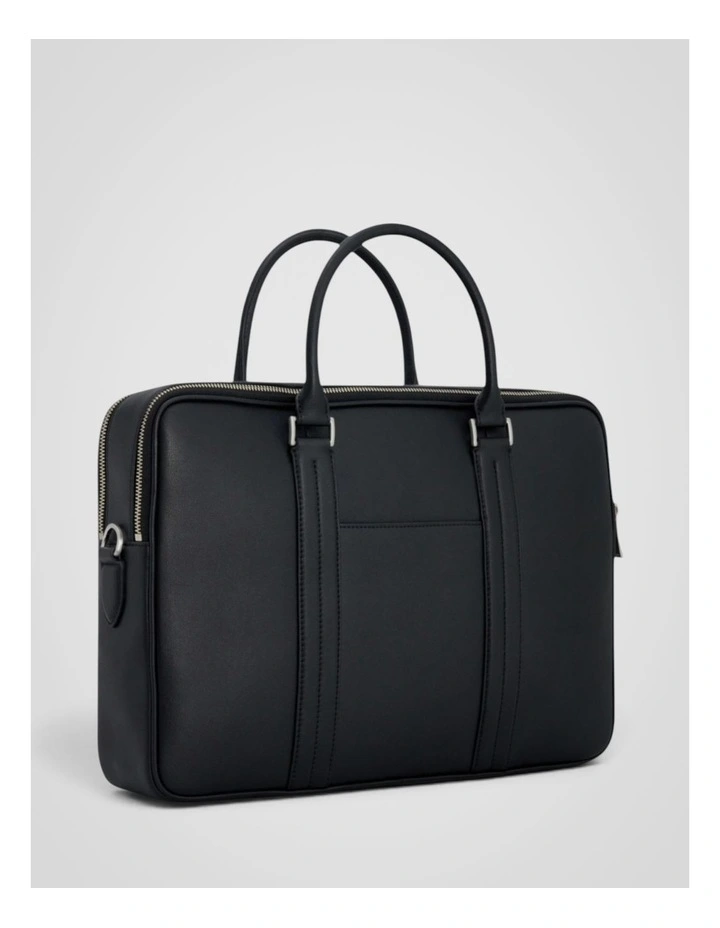 Nicholas Smooth Double Zip Briefcase in Black image 2