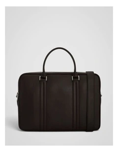 Nicholas Smooth Double Zip Briefcase in Dark Chocolate