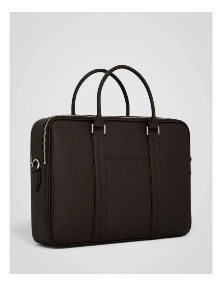 Nicholas Smooth Double Zip Briefcase in Dark Chocolate image 2