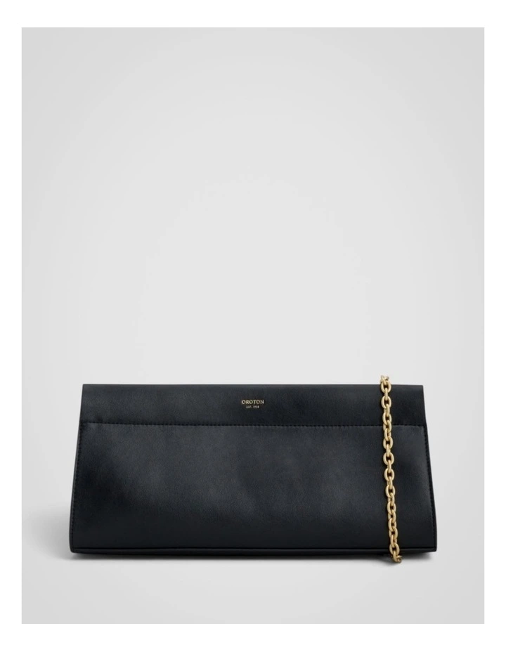 Cora Crackle Soft Clutch in Black image 1