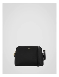 Iris Double Zip Crossbody in Black/Black