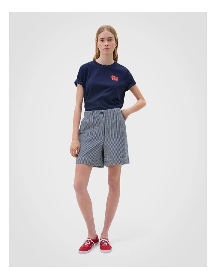 Flat Front Stripe Carpenter Short in Dark Navy image 1