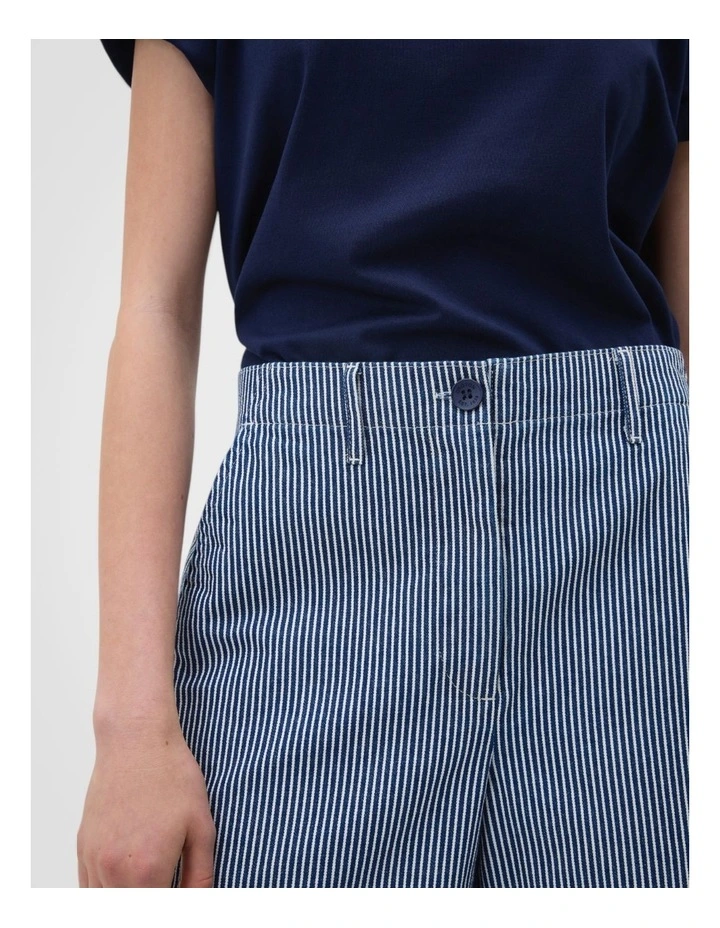 Flat Front Stripe Carpenter Short in Dark Navy image 3