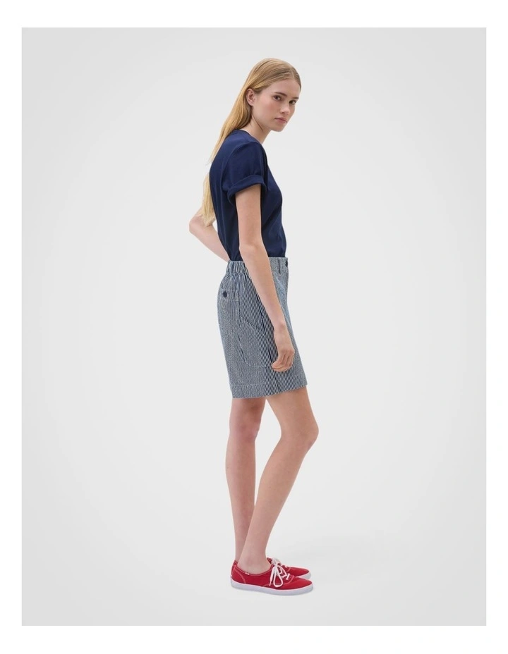 Flat Front Stripe Carpenter Short in Dark Navy image 4