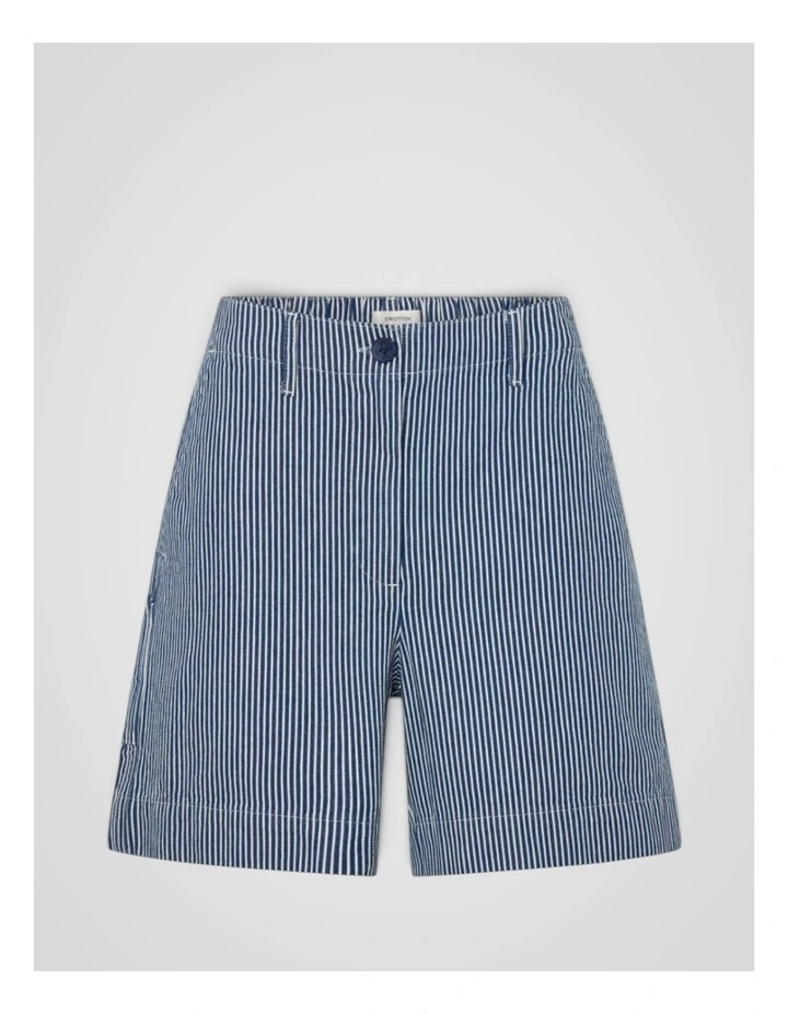 Flat Front Stripe Carpenter Short in Dark Navy image 6
