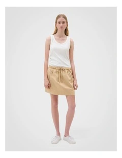 Washed Drill Skirt in Praline